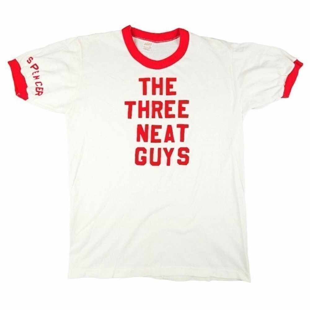 Vintage The Three Neat Guys T Shirt Mens Size Medium 80s Spencer Made In USA